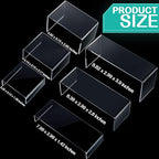 4 Set Acrylic Display Risers - Medium & Large Display Stand Shelf for Organizing Cupcake, Figure, Jewelry & Collectibles (Clear)