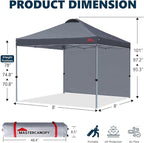 MASTERCANOPY Durable Pop-up Canopy Tent with 1 Sidewall (8'x8',Dark Grey)