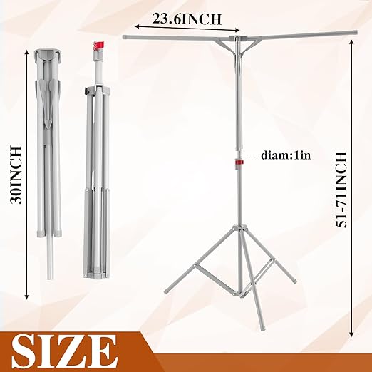 Shimeyao Metal Shopping Bag Rack 51-71 Inch Adjustable Height Heavy Duty Bag Display Stand Holder for Vendors with 4 Foldable Arms for Malls, Boutique, Trade Show, Craft Fairs(Gray)