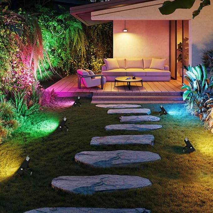 LED Flood Light Outdoor 80W, 800W Equivalent 8000LM Color Changing Stage Spotlight with APP Control, DIY Scenes - Timing - Warm White 2700K - Smart RGB Landscape Uplight, 43 Modes, IP66 Waterproof