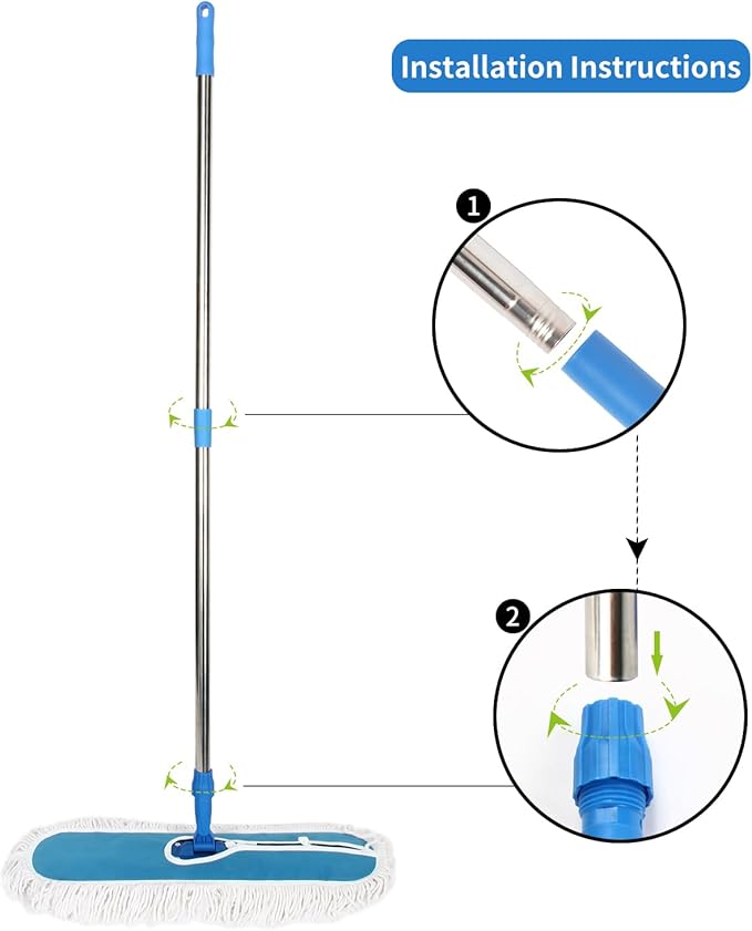 36" Commercial Dust Mop, MEIBEI Dust Floor Mop with Cotton mop Head, Dust Mop for Hardwood Floors with Long Handle, Industrial Dust Mop for Factory, Shopping Mall, Garage, Company, Hotel (36*5 inch)