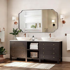 ANDY STAR 30"x48" Brushed Bronze Rectangle Mirror, Large Scalloped Bathroom Mirror in Premium Stainless Steel Frame, Timeless Shape with Unique Flair, Ideal for Home Remodel (Vertical/Horizontal)