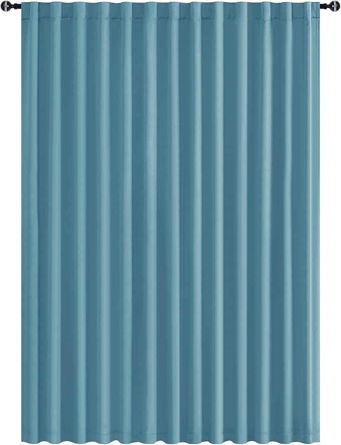 Hiasan Patio Sliding Room Divider Door Curtains - Extra Wide Privacy Room Thermal Insulated Blackout Curtain with Back Tab & Rod Pocket for Bedroom Partition(100 x 108 Inches, Stone Blue)