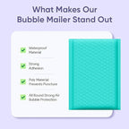 Teal 9.5x14.5 Inch Poly Bubble Mailers #4 | Self Seal Large Padded Envelopes | Air Cushioned Bubble Mailer | Usable Size 9.5x13 Inch | Waterproof Lightweight Mailing Shipping Bags | 100 Pack Bulk