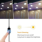 YGS-Tech LED Under Cabinet Lighting Kit, 1020 Lumens LED Puck Light, 5000K Daylight White, CRI90+, Touch Dimming, Silver Trim All Accessories Included, for Kitchen, Closet Lights, Safe Light, 3-Pack