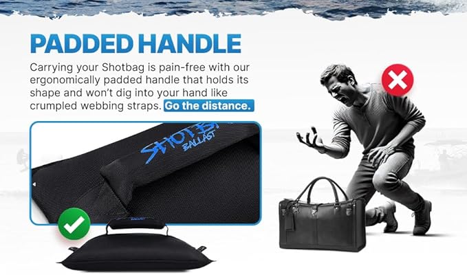 Bag for Wake Surfing, or Wakeboarding, Boat Weight Bags for Boosting Wake, Prefilled With Fine Recycled Steel Shot, Easy to Handle – 5 Year Warranty (Sizes 25lb or 50) (Grommet, 25 LB)