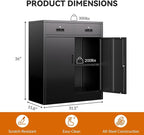 BESFUR Locking Cabinet with 2 Drawers and Lockable Doors, 36" H Black Metal Storage Cabinet with Adjustable Shelf for Home Office, Garage,School, Apartment, Warehouse