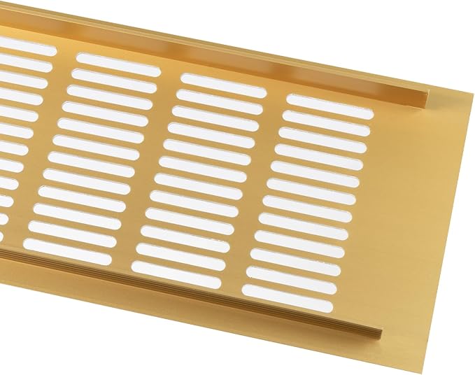 Vent Systems 16 x 4 Inch (Outer Dimensions) Air Supply Ventilation Grille - Gold Aluminum Rectangle Intake/Exhaust Door Vent Deflector - HVAC for Home Improvement Floor, Wall Duct Cover