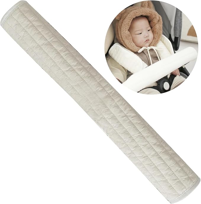 NUEAYMS Pushchair Bar Cover Cotton Cloth Baby Pushchair Stroller Fabric Handle Sleeve Bar Gloves Cover Handrail Cover Stroller Handle Protector Cover Bar Protector, White