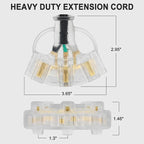 3FT 2 Pack 12 Gauge 3 Outlet Outdoor Extension Cord 12/3 Heavy Duty SJTW Power Cord 3 Way Waterproof Power Cable 3 Prong Grounded with Light 12AWG 15Amp 1875W ETL Listed