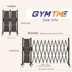 GYMTIME Expandable Metal Barricade, Safety Barrier with Casters, Retractable Garden Fence, Folding Security Temporary Gate for Home Indoor, Upgrade Stainless Steel Edge Posts, Brown, 23 Feet