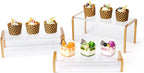 Purse Display Stand, 6mm Thick Clear Acrylic Risers Display Stands, Gold Shoe Display Riser, 3 Pack Luxury Handbag Bag Wallet Shoes Jewelry Perfume Display Showcase for Closet Retail Vendor Store