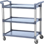 3-Tier Heavy Duty Rolling Cart with 360° Lockable Wheels, 120lbs Per Shelf Storage Utility Cart for Kitchen, Restaurant，and Office Use, Multifunctional Storage,Grey