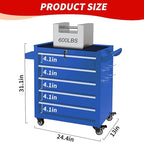 5-Drawer Tool Chest with Wheels & Drawers, Toolbox Organizer Storage for Garage, Suitable for Moving/Gift/Daily Use(Blue)