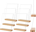 TONICE 5x7 Acrylic Sign Holder with Wood Base 6 Pack L/T Shape Vertical or Slant Back Display for Wedding, Restaurant, Store, Office, Hotel