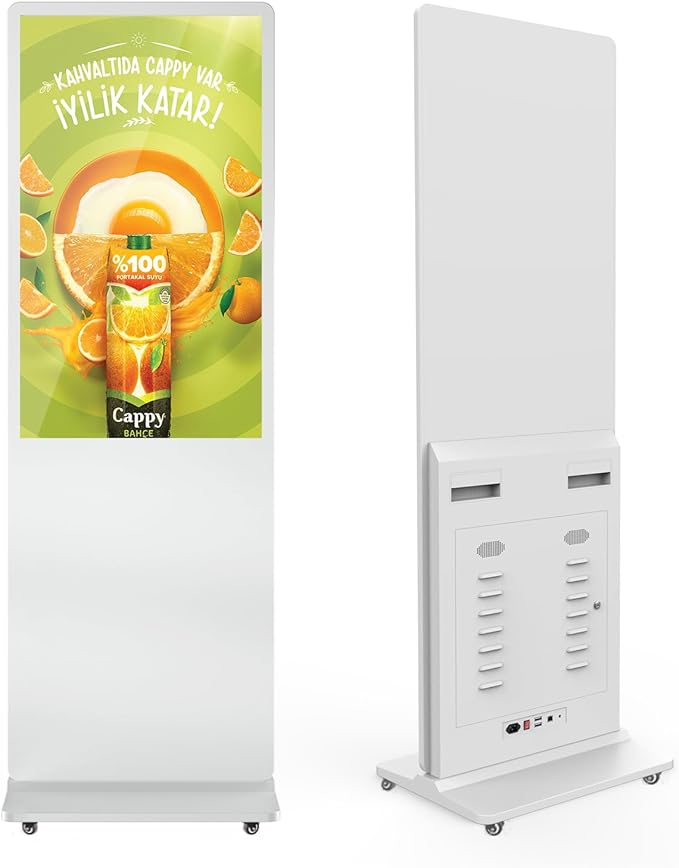 MWE 54 Inch Digital Signage Displays, LCD Screen Advertising Kiosk with Custom Service, Indoor Floor Standing Commercial Totem, Android System Vertical Poster with Auto Media Player-White
