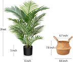 LOMANTO Fake Majesty Palm Plant 3Ft Artificial Plants for Home Decor Indoor Small Faux Trees in Pot Fake Tropical Plants for Housewarming Gift 2Pack