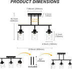 Yaohong 3-Light Kitchen Track Light Fixtures Ceiling Vanity Lights Black, Bathroom Track Lighting Kit with Ajustable Heads, Modern Wall Ceiling Tracking Light for Hallway Shop
