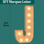 Marquee Letters 3 Feet Tall, 3FT Large Light up Letters J, Big Sign J with Warm White Light for Birthday Wedding Proposal Engagement Graduation Party Backdrop Decorations