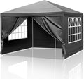 10x10 FT Party Tent, Outdoor Wedding Tents for Parties, Canopy Event Tent with 4 Removable Sidewalls, Waterproof Gazebo Shelter for Birthday Parties, Weddings, BBQs & Events (10X10FT-4Sides Black)
