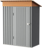 5x3FT Multi-Used Shed & Outdoor Storage Shed with Floor Frame, Lockable Doors, Compact Metal Tool Shed for Garden, Backyard, Patio, Utility, and Various Storage(Matte Gray)