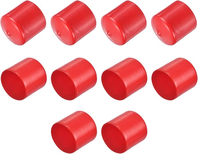 uxcell 10pcs Rubber End Caps 38mm ID Vinyl Round End Cap Cover Screw Thread Protector Red