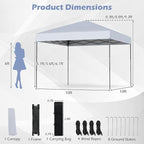 Tangkula 10x10 FT Pop Up Canopy, UPF50+ Portable Outdoor Tent with 8 Stakes, 4 Wind Ropes, Carrying Bag, Foldable Canopy Tent for Beach Party Event Camping