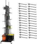 Metal Pegboard Panels - Double Sided Peg Board Shelving with 30 Hooks,63x23x15 in,Portable Peg Board Organizer for DIY, Kitchen Decoration,Mobile Phone Shop/Black