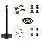 LOVMOR Crowd Control Stanchion, Set with 5 ft/1.5 m Red Velvet Rope, Set of 8 Pieces, Stanchion Rope Divider, Black Queue Barrier Line Divider with Fillable Plastic Base, Airport