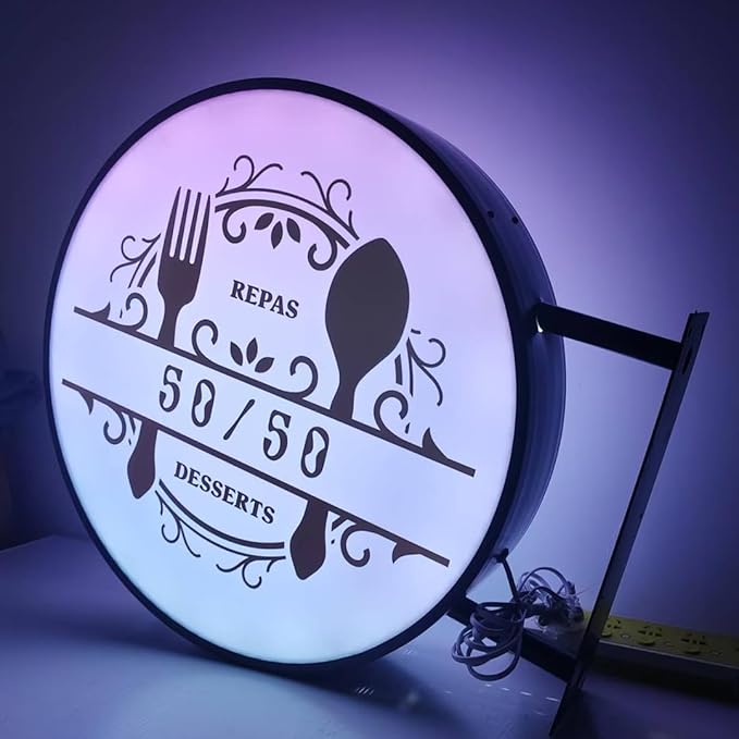 Personalized Advertising Lightbox, Custom Double Sided Light Box Sign, Business Signs for Outside, Waterproof LED Lightbox for Pet Stores, Bar, Restaurants, Hotel, Coffee Shop– Round (12" to 28")