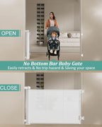 71 inch Retractable Baby Gates 34 inch Tall, Retractable Gate with Reinforced Strip Design to Prevent Crawling Through, 6 FT Retractable Dog Gate for Stairs, Doorways, Hallways, Indoor/Outdoor
