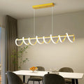 Modern Design Dimmable Desk Linear Pendant Light, with Remote Control Dimmable 3 Color Mode & Brightness Ceiling Lamp, Anti-Flicker Dining Light Fixture for Kitchen（47IN，Gold）