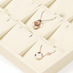 Oirlv Microfiber 9 Slots Jewelry Pendant Display Tray Jewelry Necklace Organizer Display Tray(Beige)