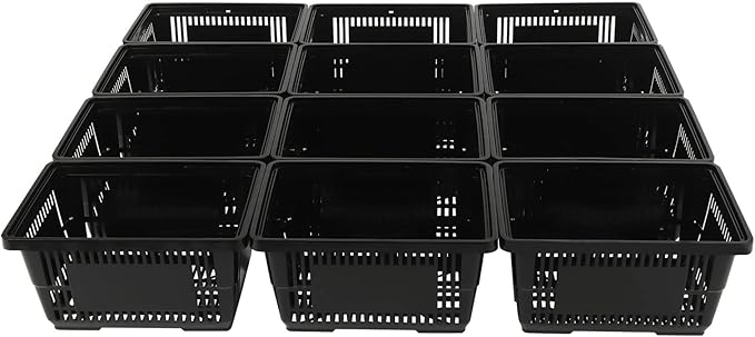 LOYALHEARTDY 12PCS Shopping Baskets with Handles, 21L Plastic Grocery Basket for Retail Store, Supermarket, Grocery Shopping |17" x 12" x 9" Portable Shop Basket (Black)