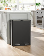 16 Gal (2 x 30 L) Dual Trash Can, Stainless Steel Kitchen Garbage Bin, Recycle Dustbin with Odor Control Box, Soft-Close Lid, Inner Buckets, Side Handle, Step Pedal, for Home Office