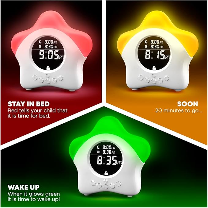Stay-in-Bed Clock for Kids - Toddler Sleep Trainer, Night Light & Alarm