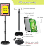 Adjustable Sign Holder Stand 8.5x11 inch, Floor Standing Sign Holder, 360° Rotation, Signage Stand with Snap-Open Frame Display, Outdoor Indoor Standing Display Sign Holders for advertising