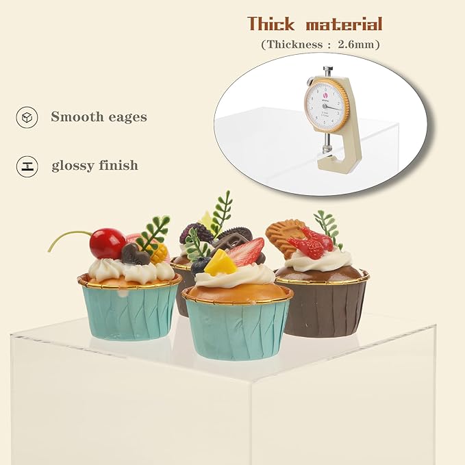 Risers Display Stands, Buffet Riser, Cubes Acrylic Display Box, Food Display Risers for Party, Acrylic Retail Display Stand, Nesting Showcase Display Riser, Craft Show Display Stand (3PCS-Clear)