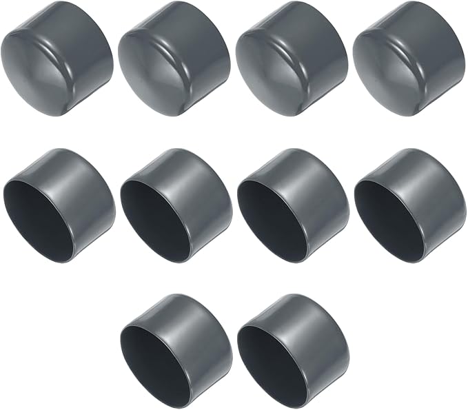 uxcell 10pcs Rubber End Caps 63mm(2 1/2 Inch) ID Vinyl Round End Cap Cover Screw Thread Protector Dark Grey