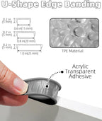U-Shape Gray TPE Edge Banding 16.4Ft Self-Adhesive Flexible Edge Trim, Furniture Edge Protector & Countertop Molding (W:1.0'' H:0.2'')