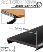 U-Shape Black TPE Edge Banding 16.4Ft Self-Adhesive Flexible Edge Trim, Furniture Edge Protector & Countertop Molding (W:1.0'' H:0.2'')