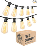Lightdot LED Outdoor String Lights 300FT Patio Lights with 96 Shatterproof ST38 Vintage Edison Bulbs, Outside Hanging Light Waterproof for Porch, Deck, Garden, Backyard, Balcony, Dimmable
