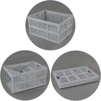 Hespapa 35 Quart Folding Crates, Plastic Collapsible Storage Container Milk Crate Baskets(Grey, 2 Pack)