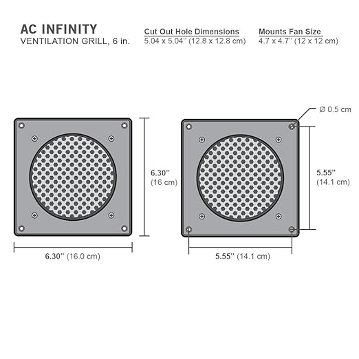 AC Infinity Ventilation Grille, for PC Computer AV Electronic Cabinets, Also mounts one 120mm Fan