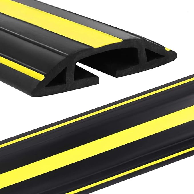 Eapele 4 ft Cable Protector Cord Cover for Floor, Heavy Duty PVC Duct Easy to Unroll, Prevent Trip Hazard for Home Office or Outdoor Settings