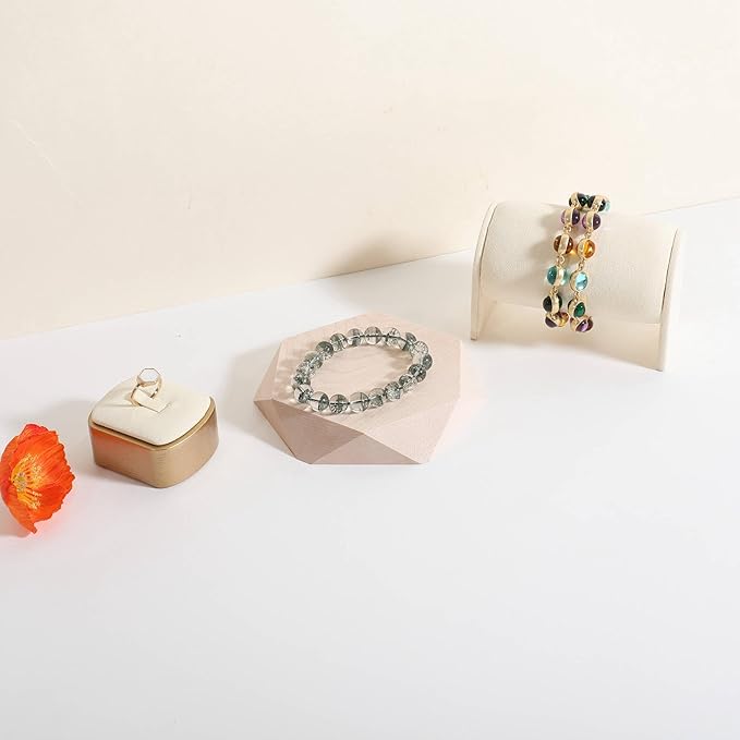GemeShou single maple Jewelry display Tray for selling, Wooden hexagon display riser for jewelry, Jewelry retail shop display stand, photography props【maple Hexagon single Large】