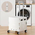Foldable Laundry Basket with Wheels & Pull Handle - 65L Large Capacity Durable Plastic Hamper, Versatile All-in-One Organizer for Laundry, Toys, Camping & Shopping (White)