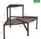 Corner Plant Stand Outdoor Metal,2 Tier Heavy Duty Ladder Plant Shelf Indoor for Multiple Plants,37.08" L x 22.83" W x 20.07" H,Coffee