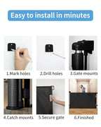 Retractable Baby Gate for Doorways and Stairs, Mesh Safety Gate for Pet, Indoor & Outdoor Use, One-Hand Operation, Easy Installation, 33.6" Tall, Expands to 55" Wide（Black,33.6"x55"