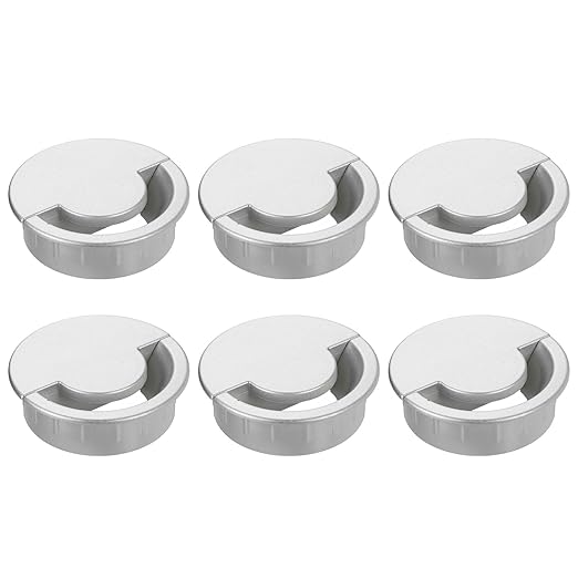 uxcell 6 Pcs Desk Grommet, 60 Mm/2.36 Inch Cable Wire Grommet Organizer, Desk Hole Cover for Home Office Computer Equipment, Silver